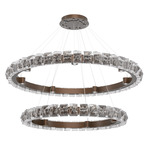 Tessera Two Tier Ring Chandelier - Burnished Bronze / Tessera Facet Cast Glass