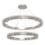 Tessera Two Tier Ring Chandelier - Beige Silver / Tessera Pave Cast Glass