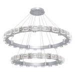 Tessera Two Tier Ring Chandelier - Classic Silver / Tessera Tetro Cast Glass