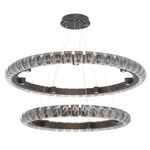 Tessera Two Tier Ring Chandelier - Flat Bronze / Tessera Orb Cast Glass