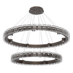 Tessera Two Tier Ring Chandelier - Flat Bronze / Tessera Pave Cast Glass