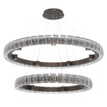 Tessera Two Tier Ring Chandelier - Flat Bronze / Tessera Wave Cast Glass