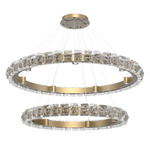 Tessera Two Tier Ring Chandelier - Gilded Brass / Tessera Facet Cast Glass
