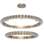 Tessera Two Tier Ring Chandelier - Gilded Brass / Tessera Orb Cast Glass