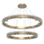 Tessera Two Tier Ring Chandelier - Gilded Brass / Tessera Pave Cast Glass