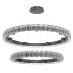 Tessera Two Tier Ring Chandelier - Graphite / Tessera Wave Cast Glass