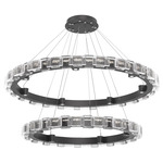 Tessera Two Tier Ring Chandelier - Matte Black / Tessera Tetro Cast Glass