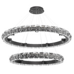 Tessera Two Tier Ring Chandelier - Matte Black / Tessera Facet Cast Glass