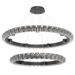 Tessera Two Tier Ring Chandelier - Matte Black / Tessera Orb Cast Glass
