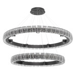 Tessera Two Tier Ring Chandelier - Matte Black / Tessera Wave Cast Glass