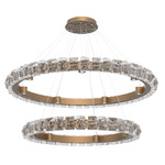 Tessera Two Tier Ring Chandelier - Novel Brass / Tessera Facet Cast Glass