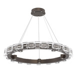 Tessera Ring Chandelier - Flat Bronze / Tessera Tetro Cast Glass