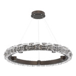 Tessera Ring Chandelier - Flat Bronze / Tessera Facet Cast Glass