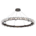 Tessera Ring Chandelier - Flat Bronze / Tessera Tetro Cast Glass