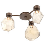 Gem Hub & Spoke Ceiling Semi Flush Light - Burnished Bronze / Amber