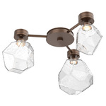 Gem Hub & Spoke Ceiling Semi Flush Light - Burnished Bronze / Clear