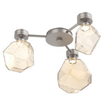 Gem Hub & Spoke Ceiling Semi Flush Light - Beige Silver / Amber