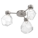 Gem Hub & Spoke Ceiling Semi Flush Light - Beige Silver / Clear