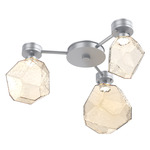 Gem Hub & Spoke Ceiling Semi Flush Light - Classic Silver / Amber
