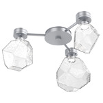 Gem Hub & Spoke Ceiling Semi Flush Light - Classic Silver / Clear