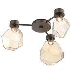 Gem Hub & Spoke Ceiling Semi Flush Light - Flat Bronze / Amber