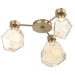 Gem Hub & Spoke Ceiling Semi Flush Light - Gilded Brass / Amber