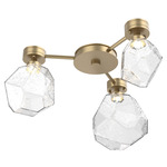 Gem Hub & Spoke Ceiling Semi Flush Light - Gilded Brass / Clear