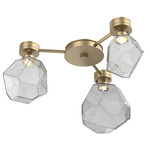 Gem Hub & Spoke Ceiling Semi Flush Light - Gilded Brass / Smoke