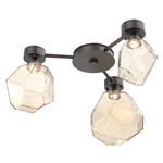 Gem Hub & Spoke Ceiling Semi Flush Light - Graphite / Amber