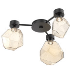 Gem Hub & Spoke Ceiling Semi Flush Light - Matte Black / Amber