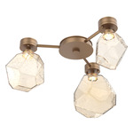 Gem Hub & Spoke Ceiling Semi Flush Light - Novel Brass / Amber