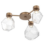 Gem Hub & Spoke Ceiling Semi Flush Light - Novel Brass / Clear