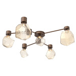 Gem Hub & Spoke Ceiling Semi Flush Light - Burnished Bronze / Amber