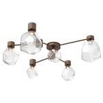 Gem Hub & Spoke Ceiling Semi Flush Light - Burnished Bronze / Clear