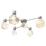 Gem Hub & Spoke Ceiling Semi Flush Light - Beige Silver / Amber