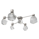 Gem Hub & Spoke Ceiling Semi Flush Light - Beige Silver / Smoke