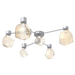Gem Hub & Spoke Ceiling Semi Flush Light - Classic Silver / Amber