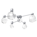 Gem Hub & Spoke Ceiling Semi Flush Light - Classic Silver / Clear