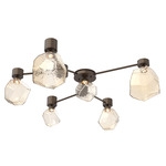 Gem Hub & Spoke Ceiling Semi Flush Light - Flat Bronze / Amber
