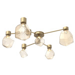 Gem Hub & Spoke Ceiling Semi Flush Light - Gilded Brass / Amber