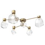 Gem Hub & Spoke Ceiling Semi Flush Light - Gilded Brass / Clear