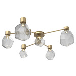 Gem Hub & Spoke Ceiling Semi Flush Light - Gilded Brass / Smoke
