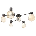 Gem Hub & Spoke Ceiling Semi Flush Light - Graphite / Amber