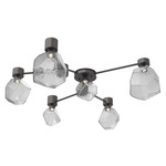 Gem Hub & Spoke Ceiling Semi Flush Light - Graphite / Smoke