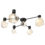 Gem Hub & Spoke Ceiling Semi Flush Light - Matte Black / Amber