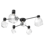 Gem Hub & Spoke Ceiling Semi Flush Light - Matte Black / Clear