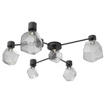 Gem Hub & Spoke Ceiling Semi Flush Light - Matte Black / Smoke