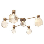 Gem Hub & Spoke Ceiling Semi Flush Light - Novel Brass / Amber