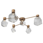Gem Hub & Spoke Ceiling Semi Flush Light - Novel Brass / Smoke