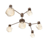 Gem Hub & Spoke Linear Ceiling Semi Flush Light - Burnished Bronze / Amber